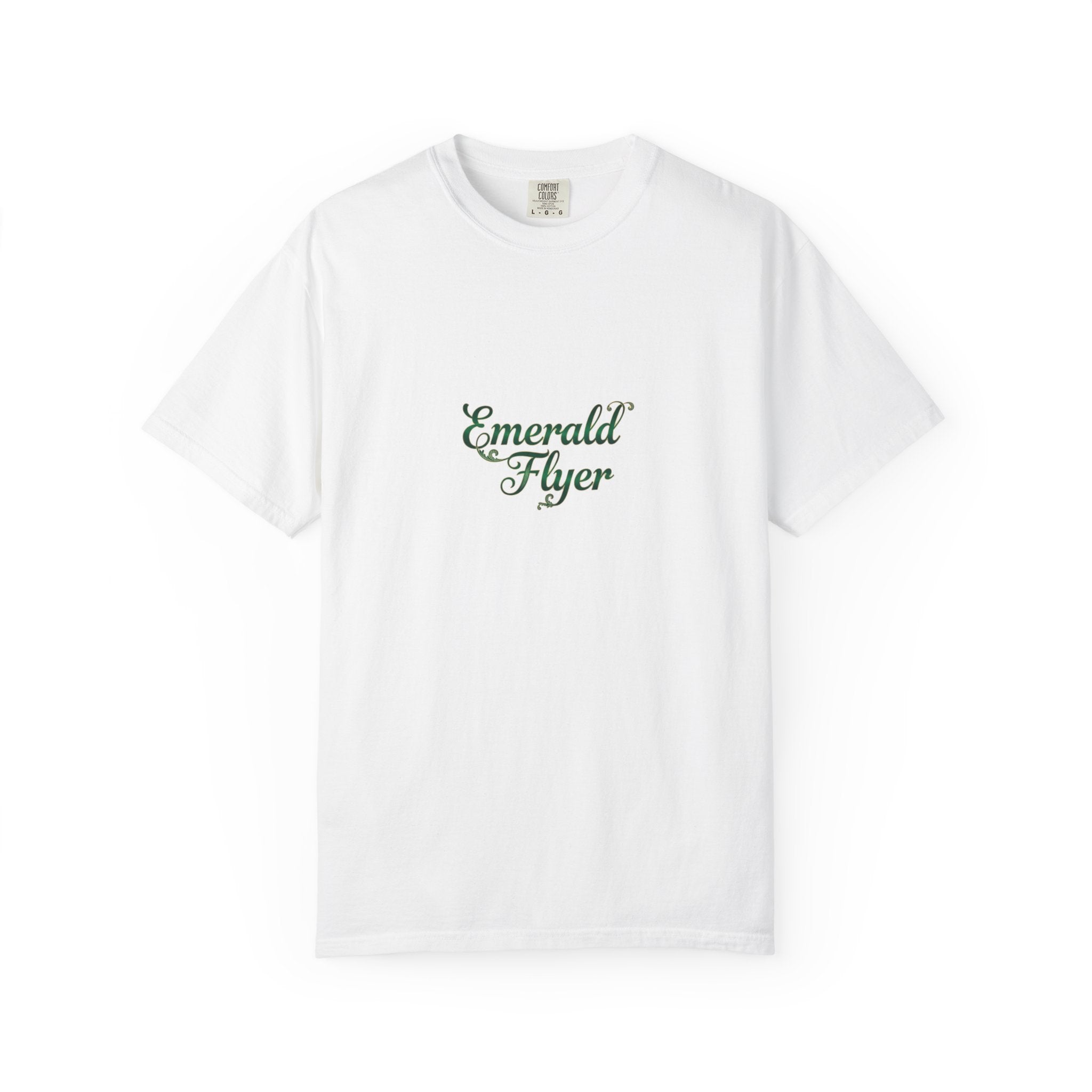Emerald Flyer T-Shirt — "Born To Fly" Winged Emerald Graphic Tee