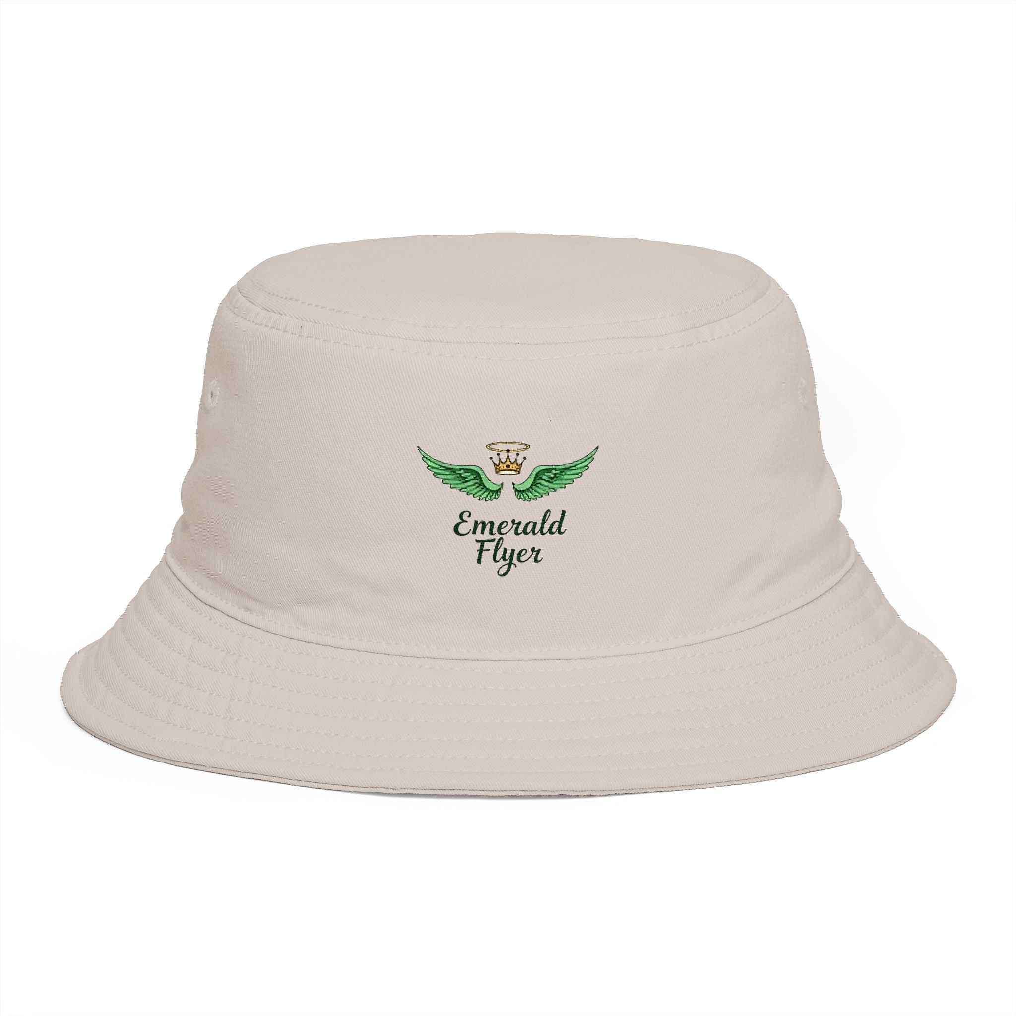 Emerald Tiger Brown Bucket Hat — Embroidered Green Winged Tiger Logo