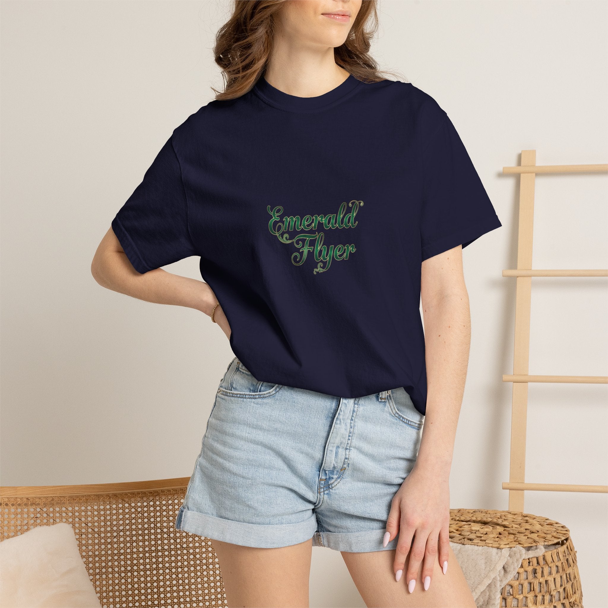Emerald Flyer T-Shirt — "Born To Fly" Winged Emerald Graphic Tee