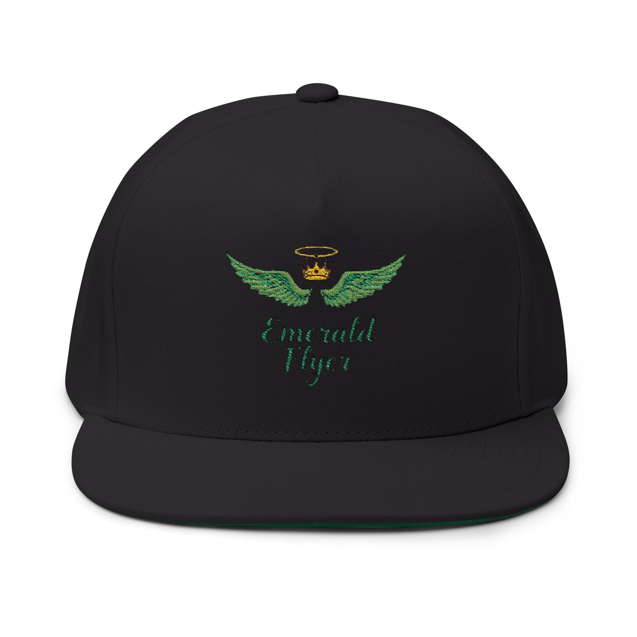 Emerald Flyer winged crown embroidery Flat Bill Cap | baseball snapback