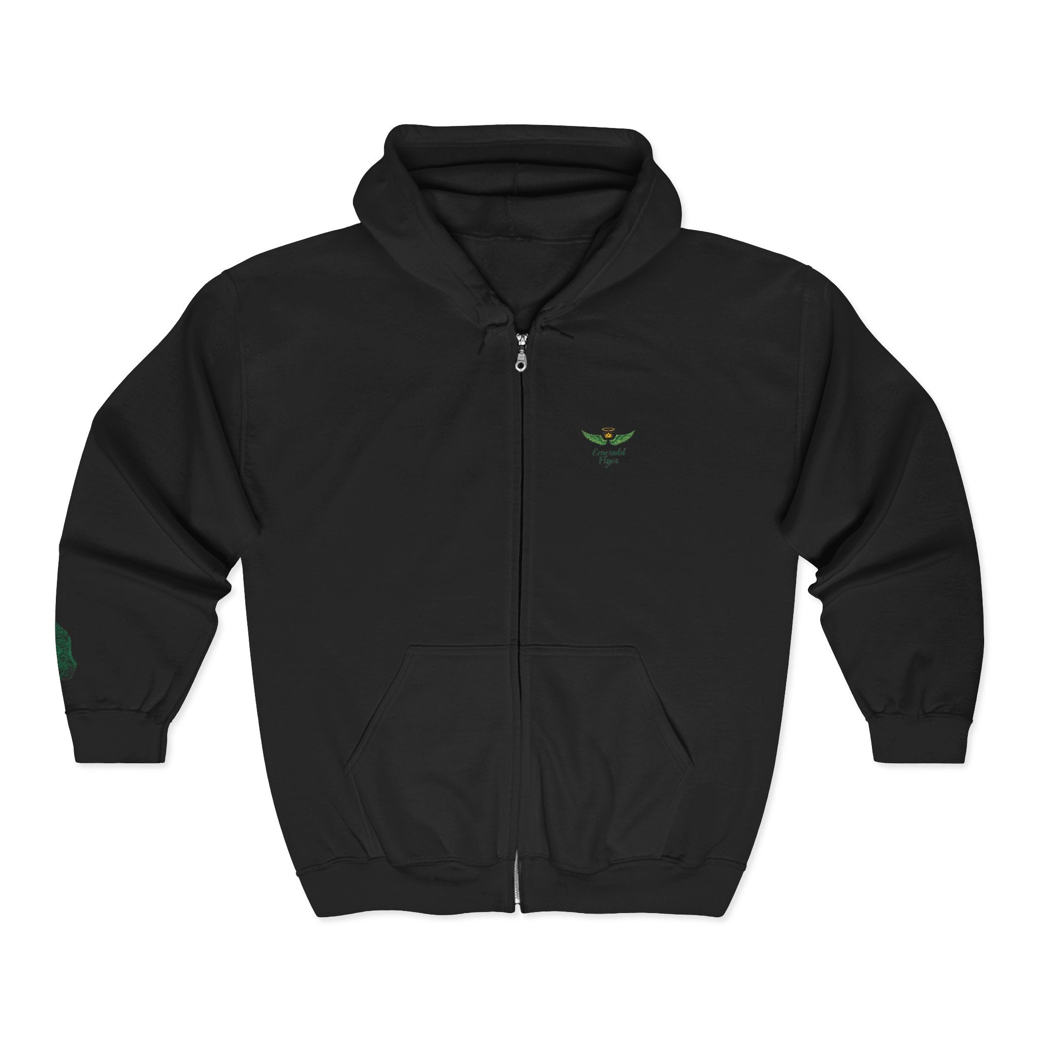 Emerald Flyer feather cuff zip hoodie