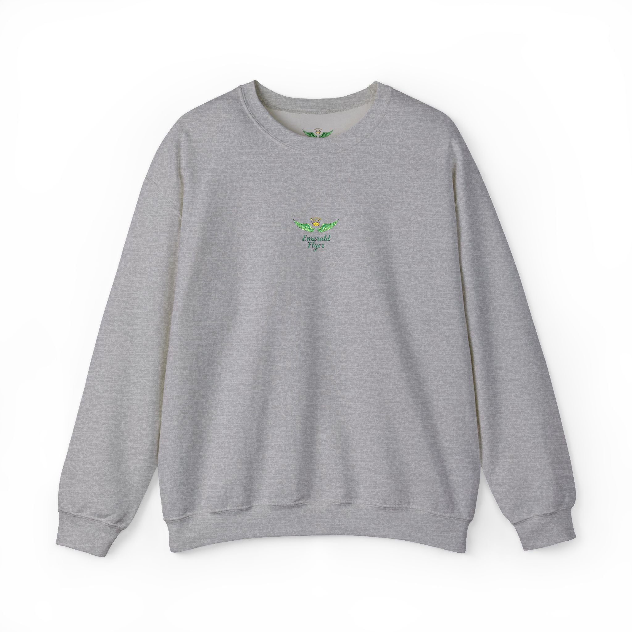 White Crewneck Sweatshirt with Tiny Green Plant Embroidery – “Plant Babe” Minimal Floral Design