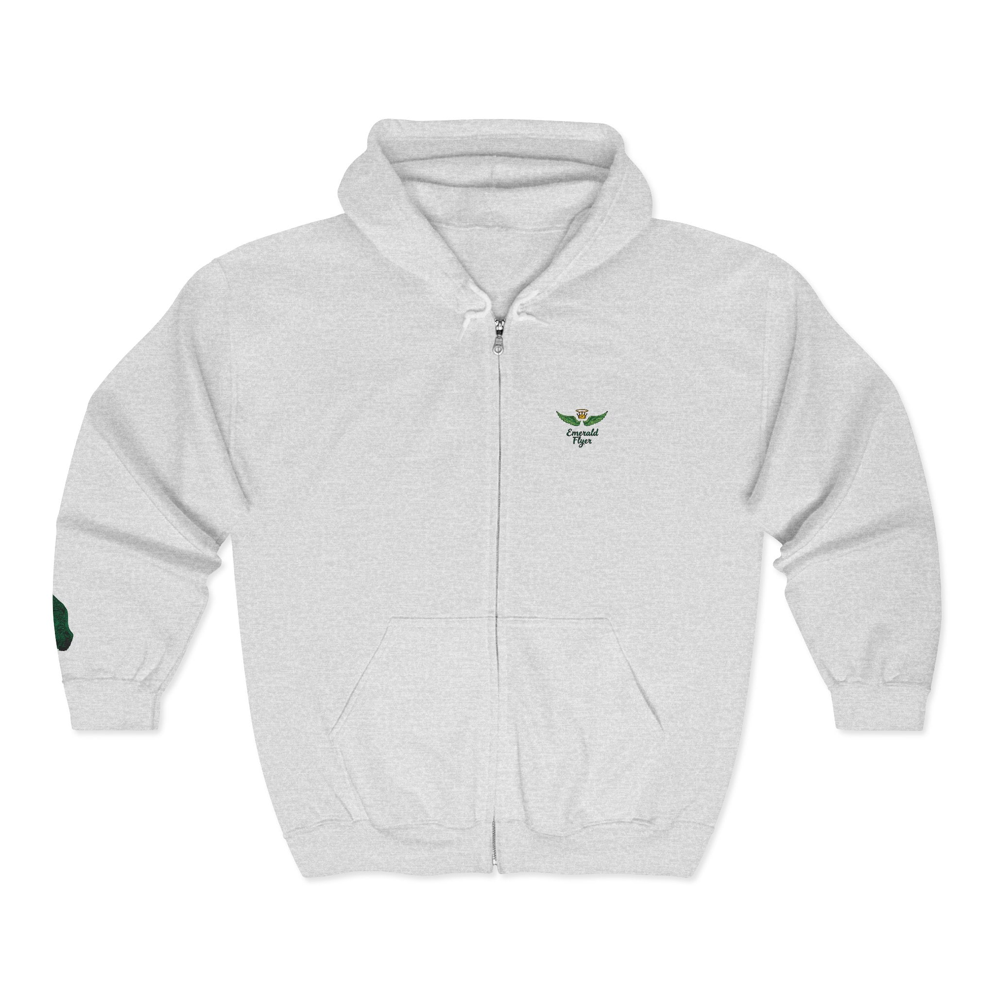 Emerald Flyer feather cuff zip hoodie