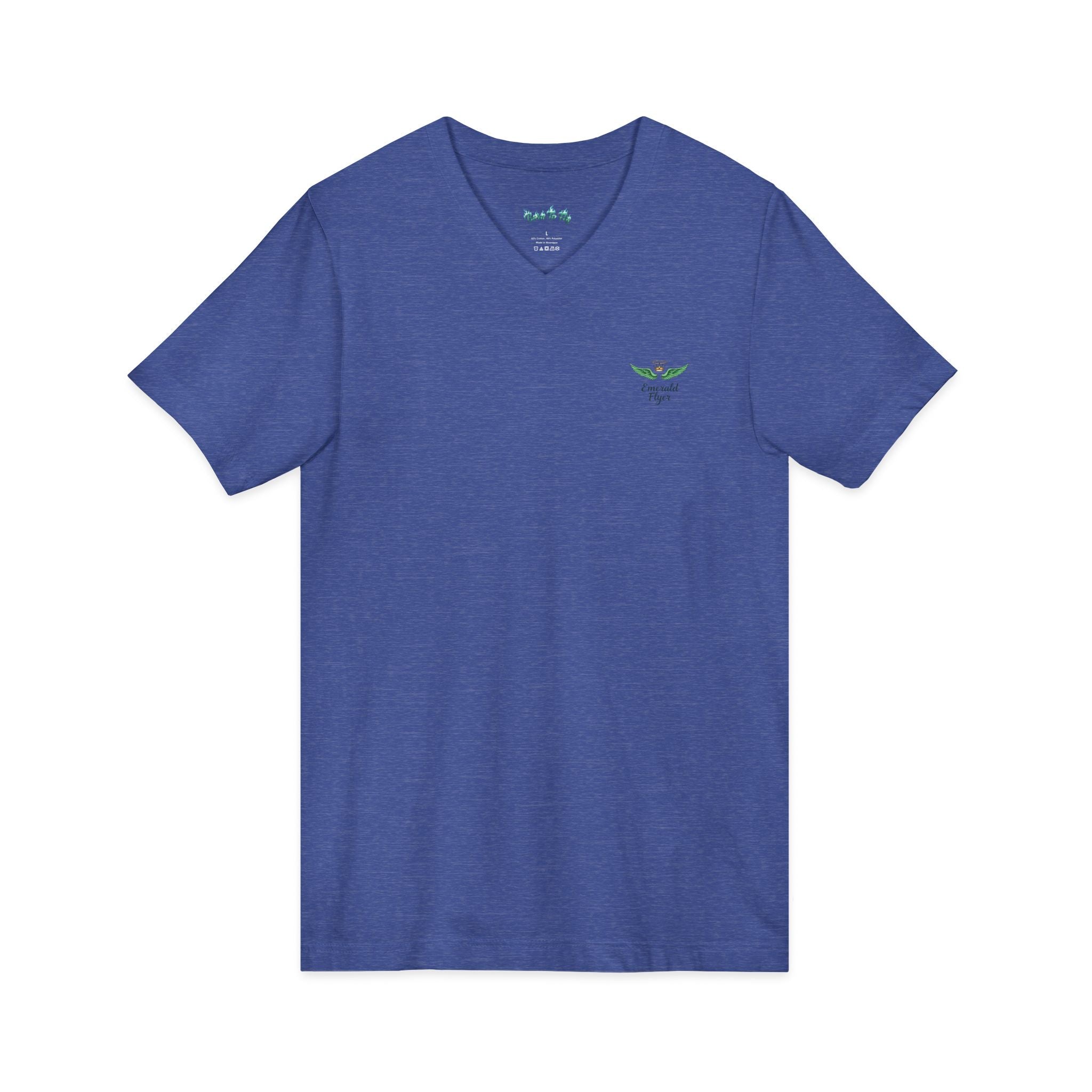 Minimal 'Grow Wild' V-Neck Tee — Small Leaf Chest Graphic, Eco Casual Shirt