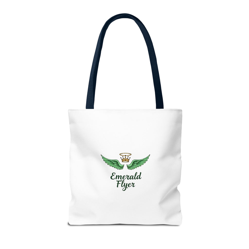 Emerald Wings Tote Bag — "Born to Fly" / "Emerald Flyer" Printed Tote