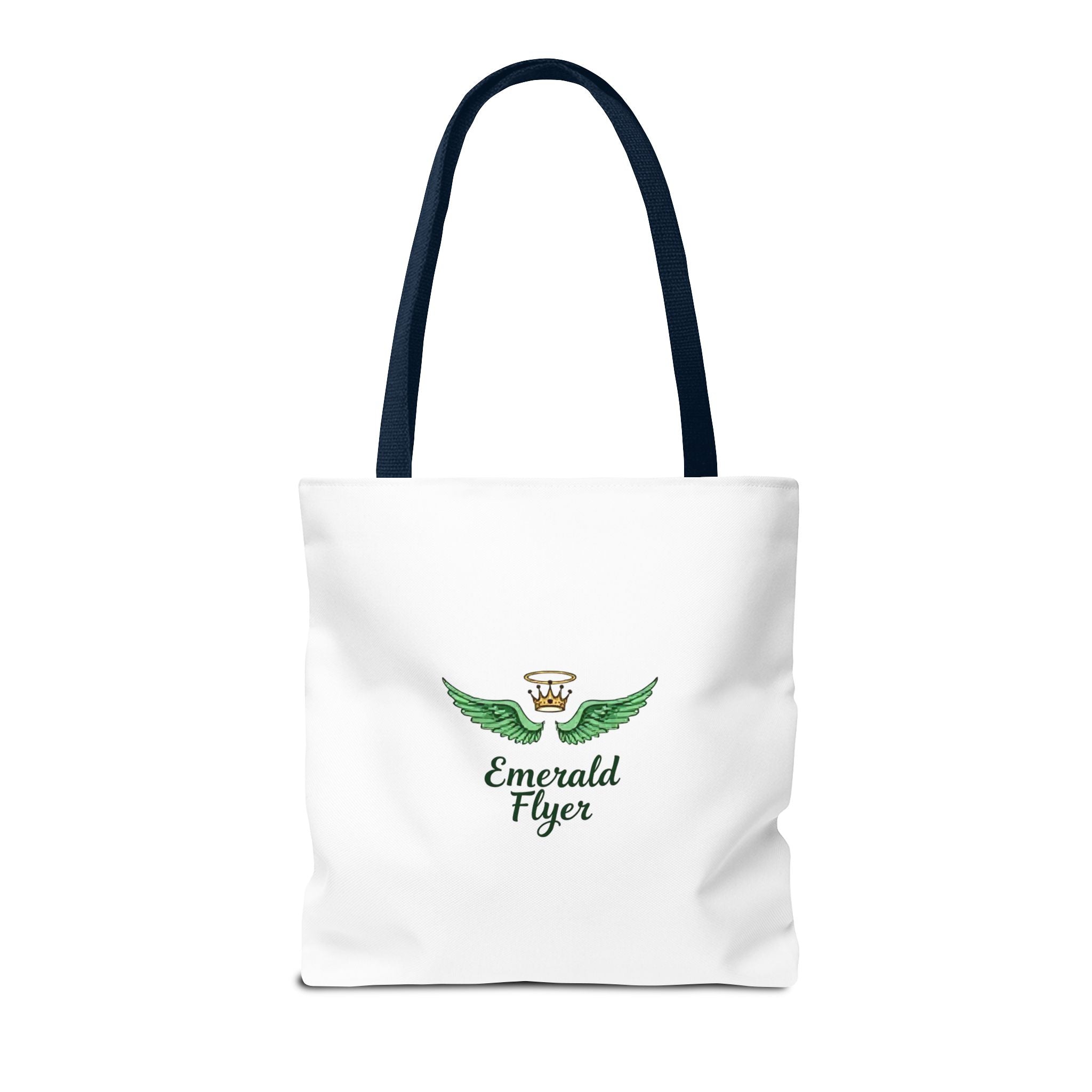 Emerald Wings Tote Bag — "Born to Fly" / "Emerald Flyer" Printed Tote