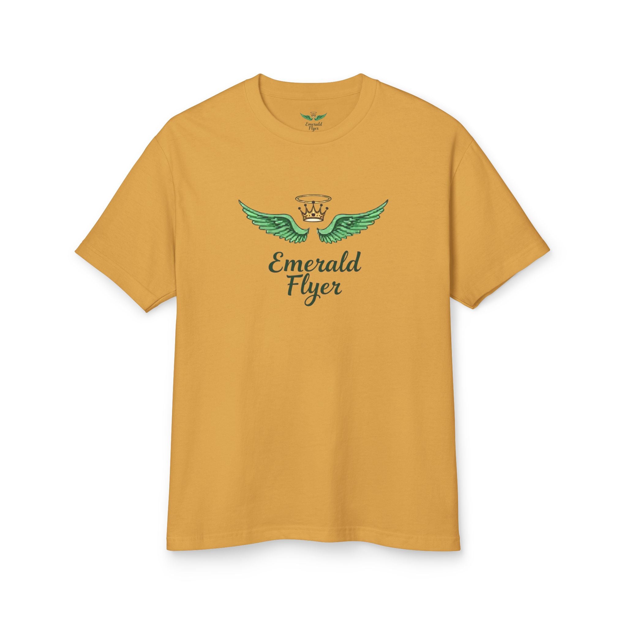 Emerald Flyer Tee — 'Emerald Flyer' Wings Graphic Cotton T-Shirt