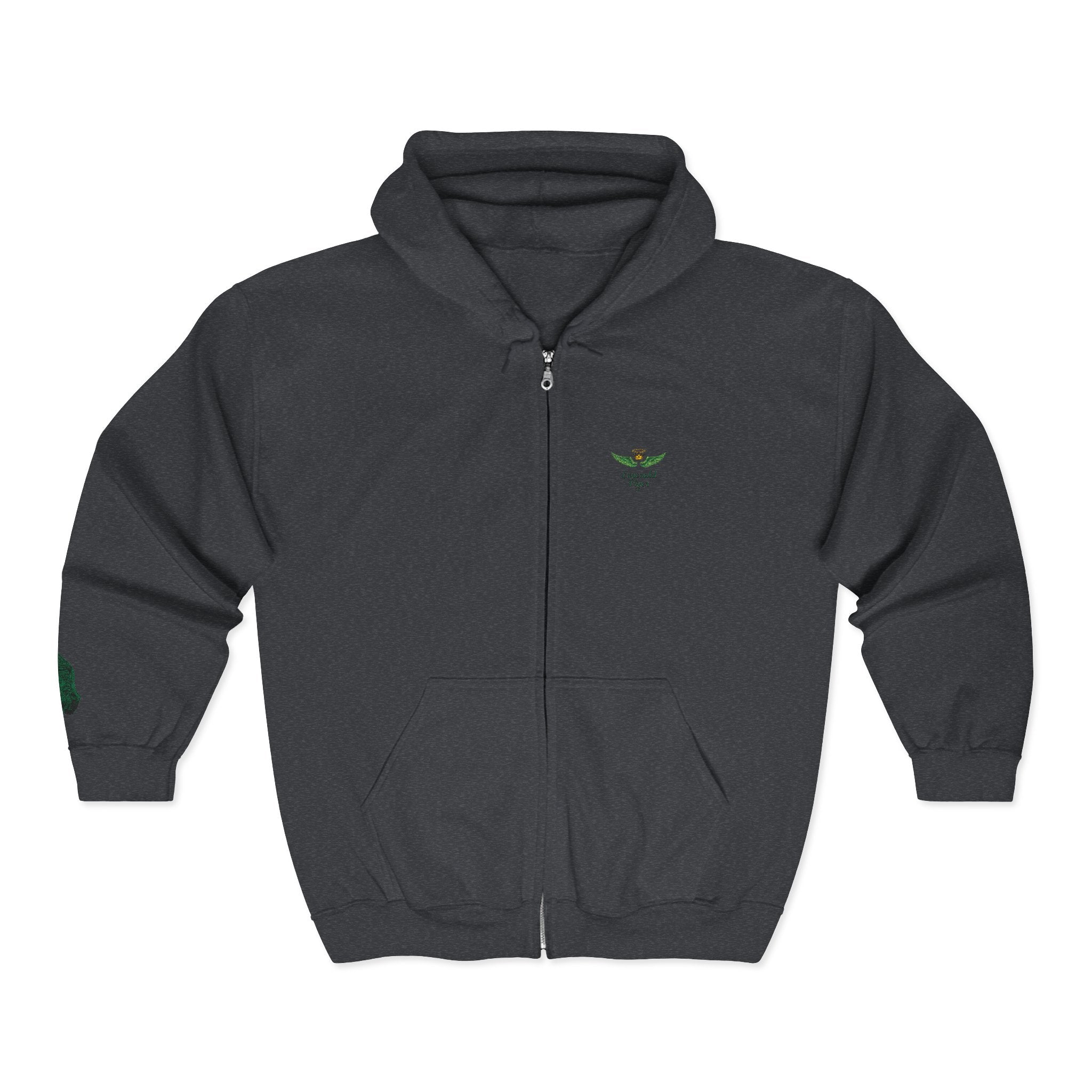 Emerald Flyer feather cuff zip hoodie