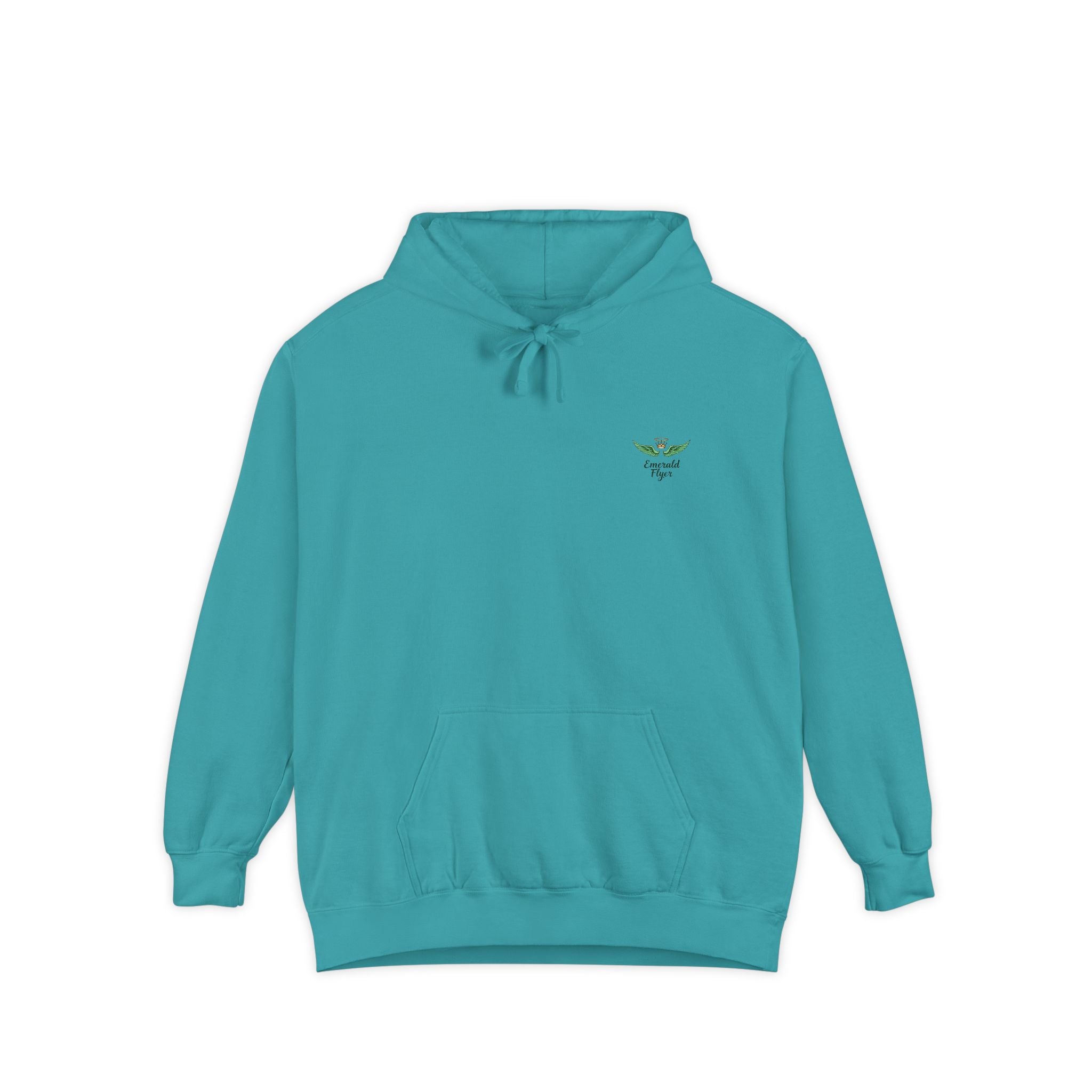 Minimal Plant Logo Hoodie — Small Green Leaf Chest Design