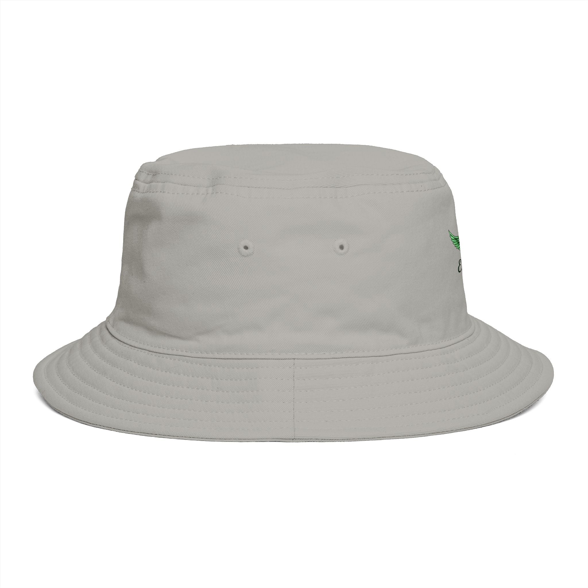 Emerald Tiger Brown Bucket Hat — Embroidered Green Winged Tiger Logo