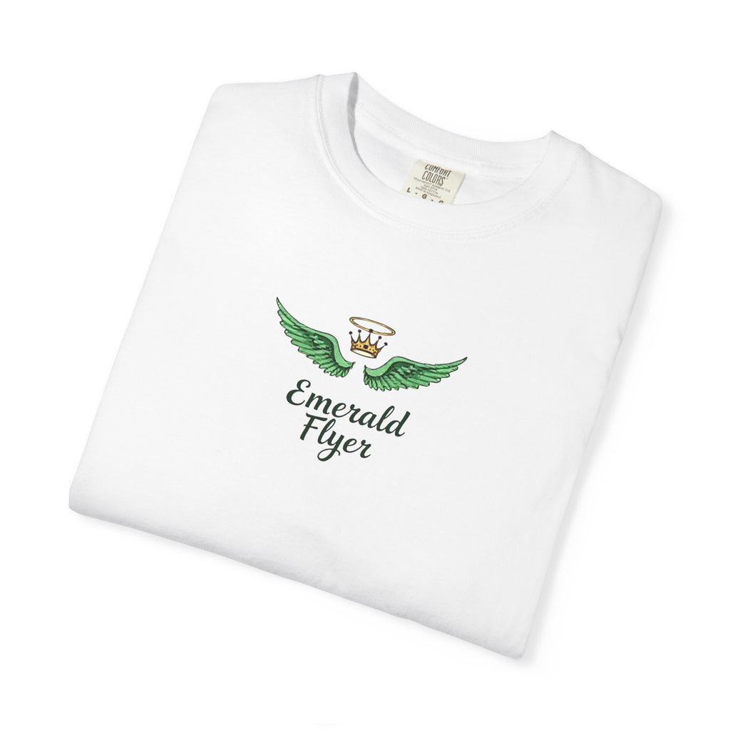Emerald Flyer T-Shirt – 'Born to Fly' Winged Crown Graphic Tee