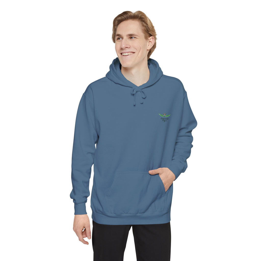 Minimal Plant Logo Hoodie — Small Green Leaf Chest Design