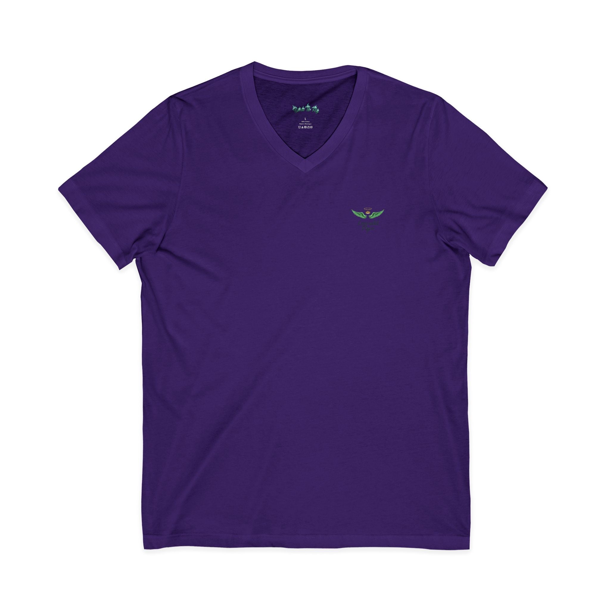 Minimal 'Grow Wild' V-Neck Tee — Small Leaf Chest Graphic, Eco Casual Shirt
