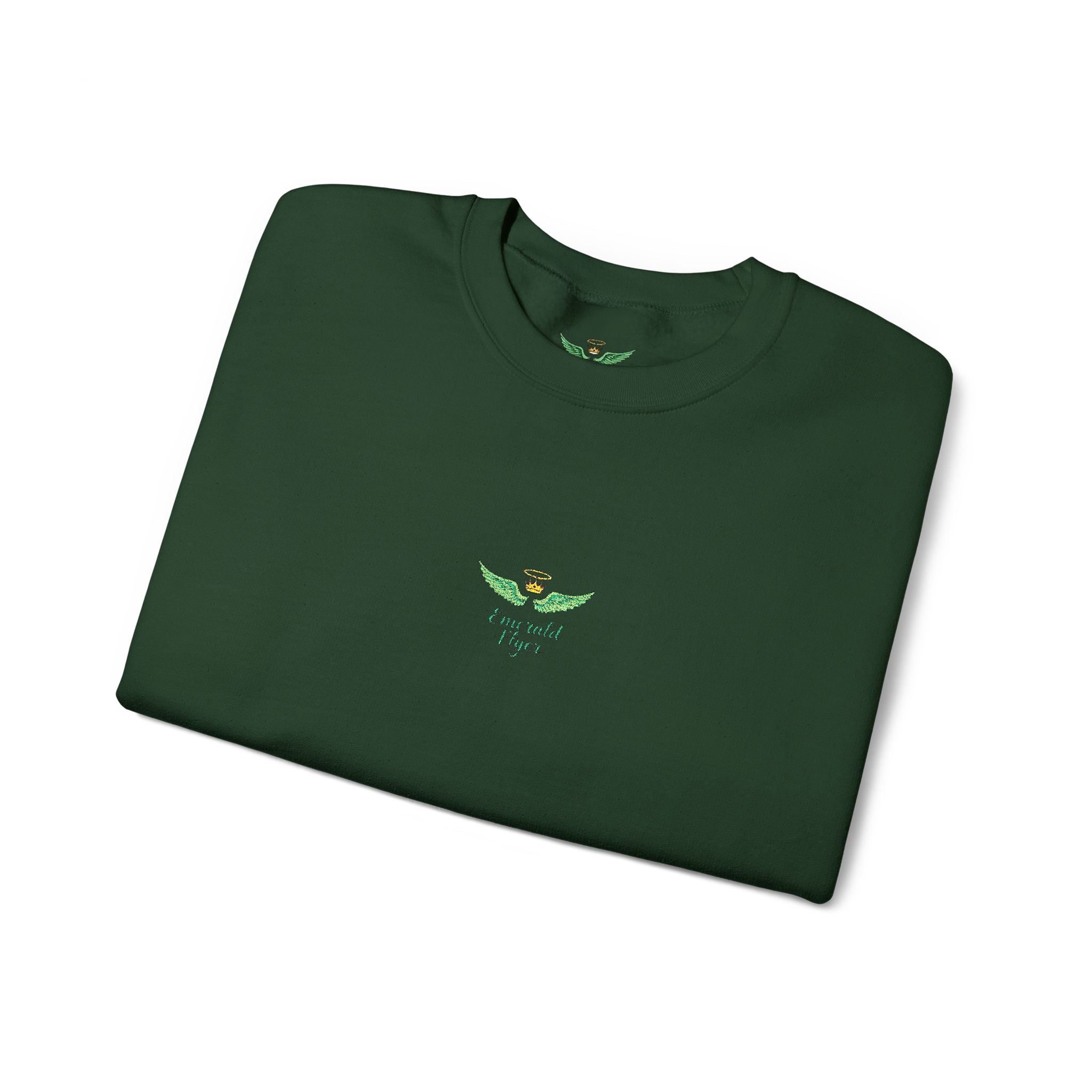 White Crewneck Sweatshirt with Tiny Green Plant Embroidery – “Plant Babe” Minimal Floral Design