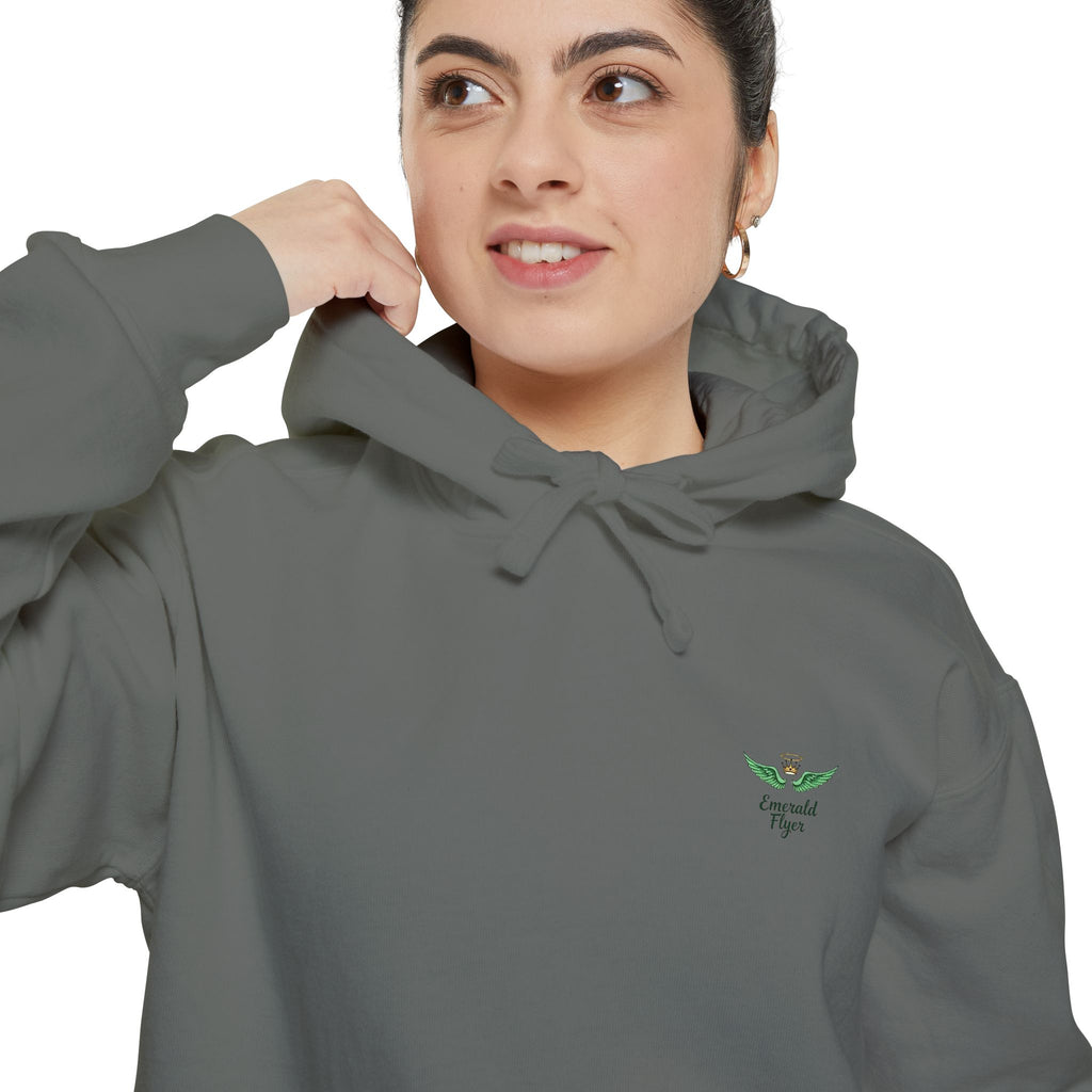 Minimal Plant Logo Hoodie — Small Green Leaf Chest Design