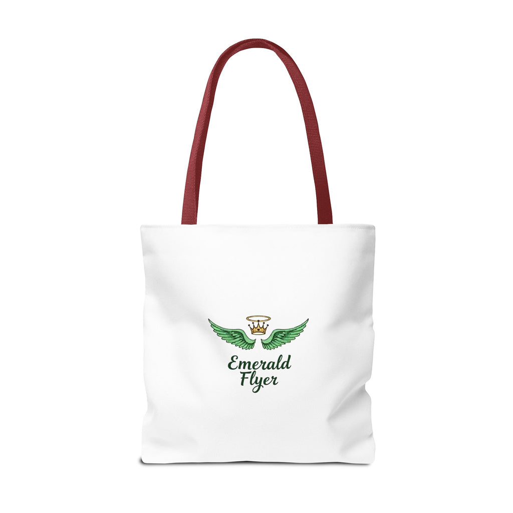 Emerald Wings Tote Bag — "Born to Fly" / "Emerald Flyer" Printed Tote