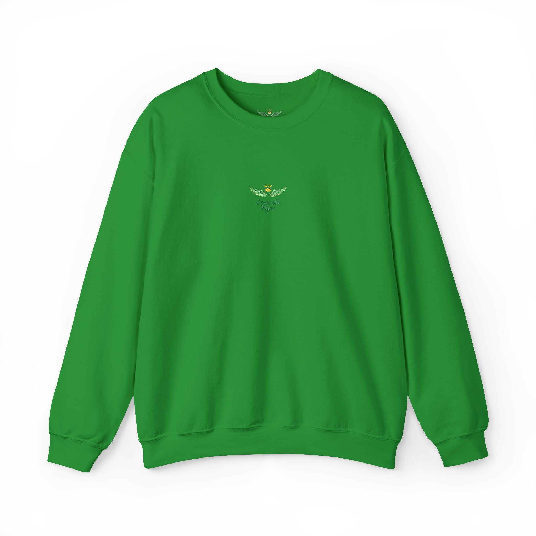 White Crewneck Sweatshirt with Tiny Green Plant Embroidery – “Plant Babe” Minimal Floral Design