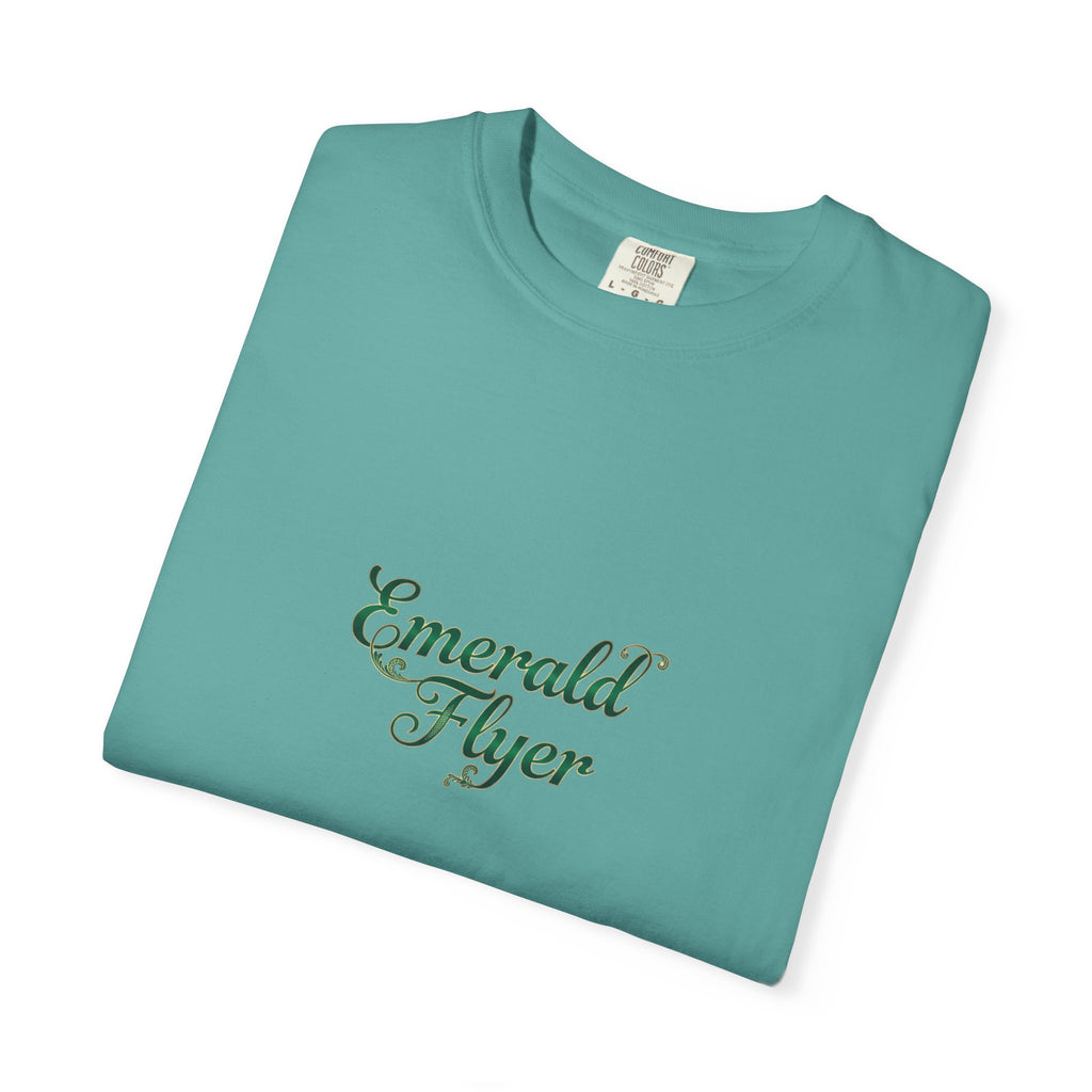 Emerald Flyer T-Shirt — "Born To Fly" Winged Emerald Graphic Tee