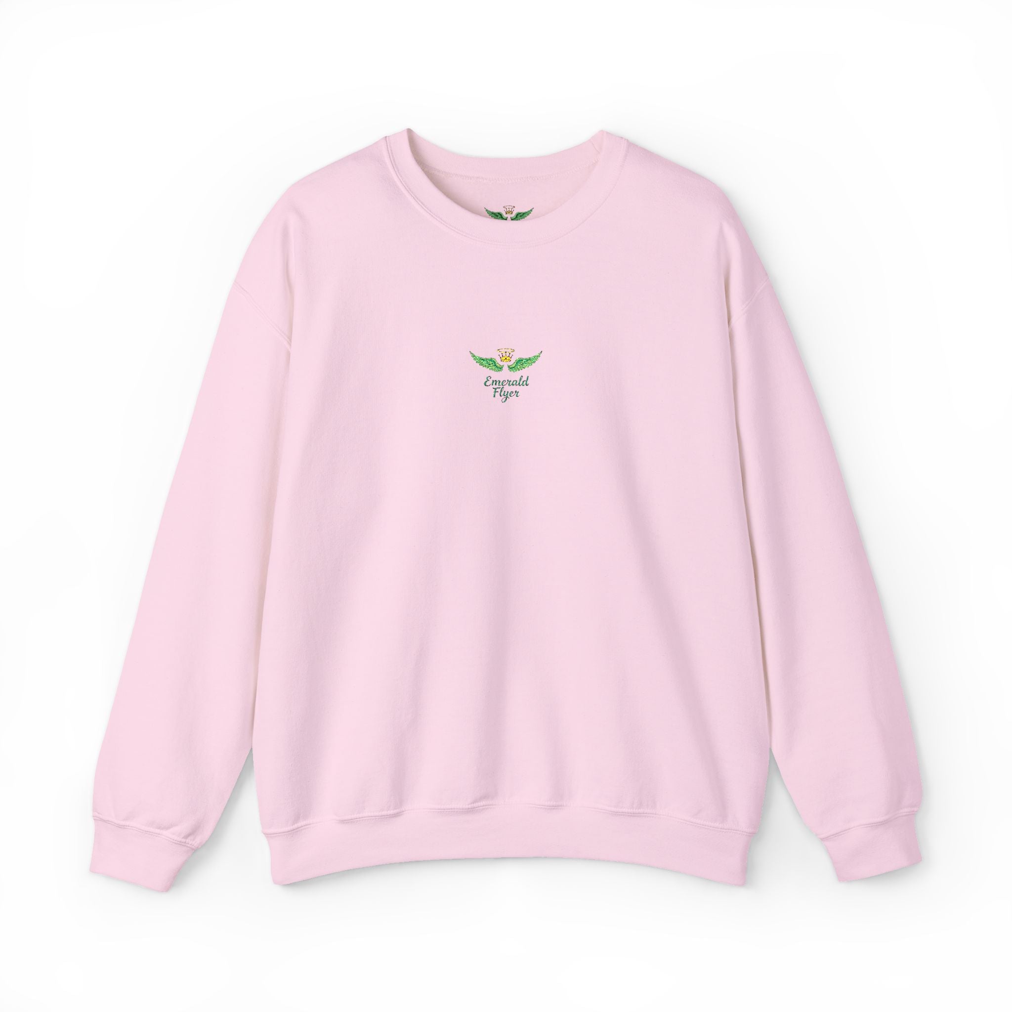 White Crewneck Sweatshirt with Tiny Green Plant Embroidery – “Plant Babe” Minimal Floral Design