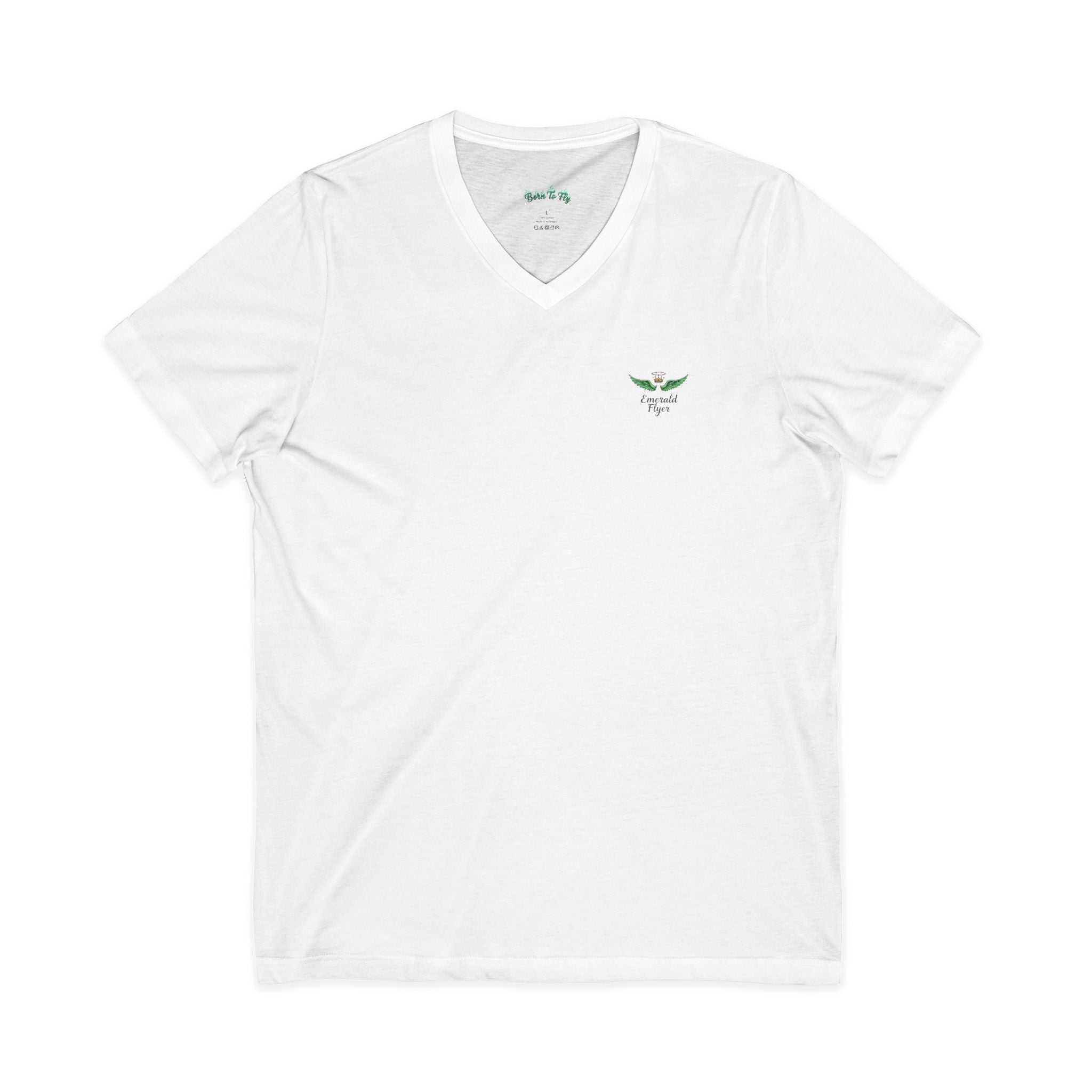 Minimal 'Grow Wild' V-Neck Tee — Small Leaf Chest Graphic, Eco Casual Shirt