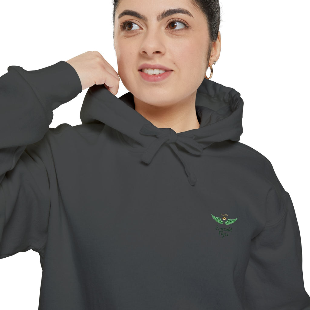Minimal Plant Logo Hoodie — Small Green Leaf Chest Design