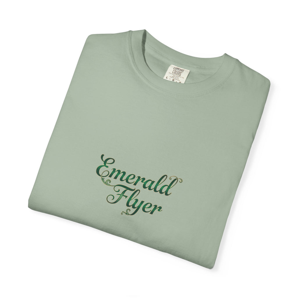 Emerald Flyer T-Shirt — "Born To Fly" Winged Emerald Graphic Tee
