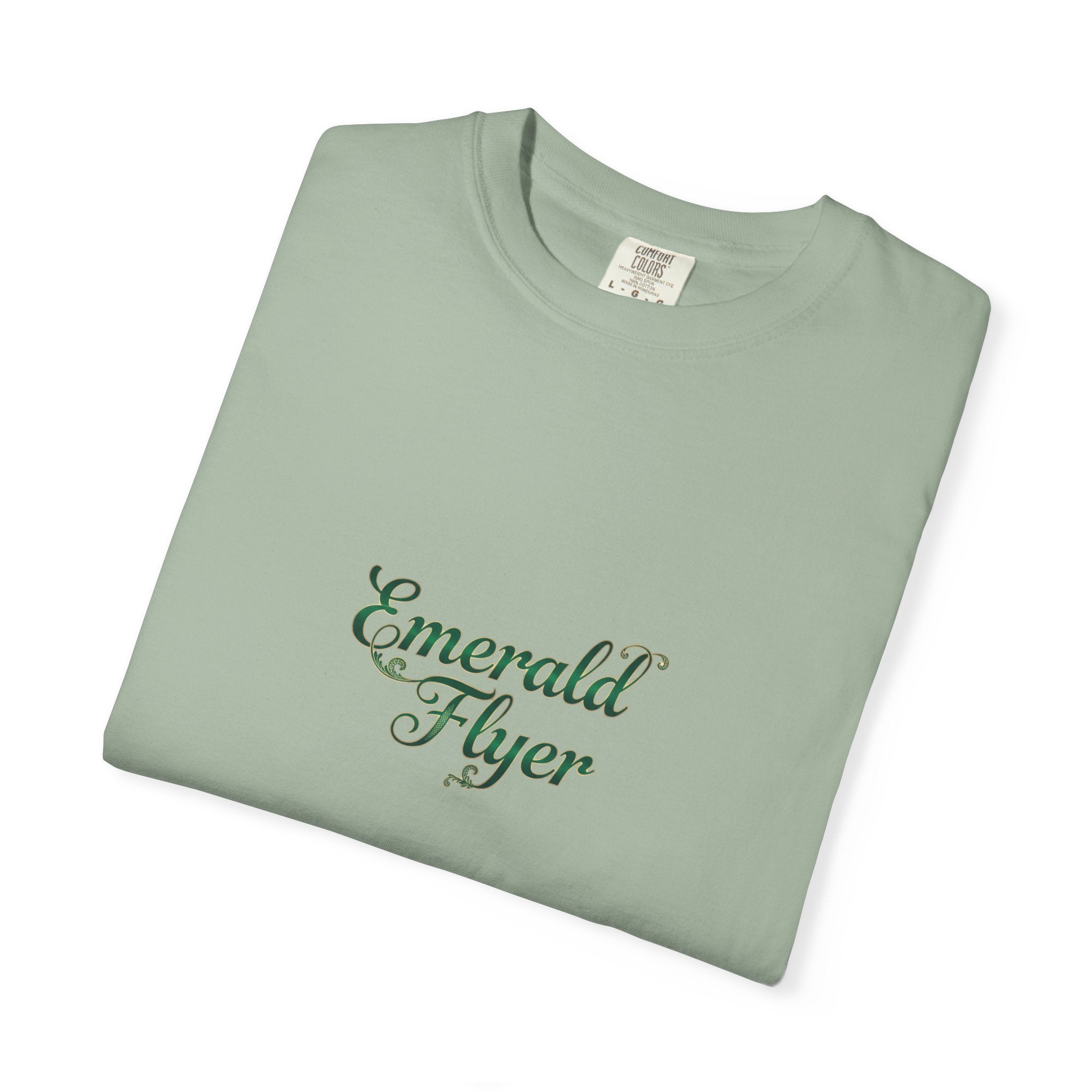Emerald Flyer T-Shirt — "Born To Fly" Winged Emerald Graphic Tee
