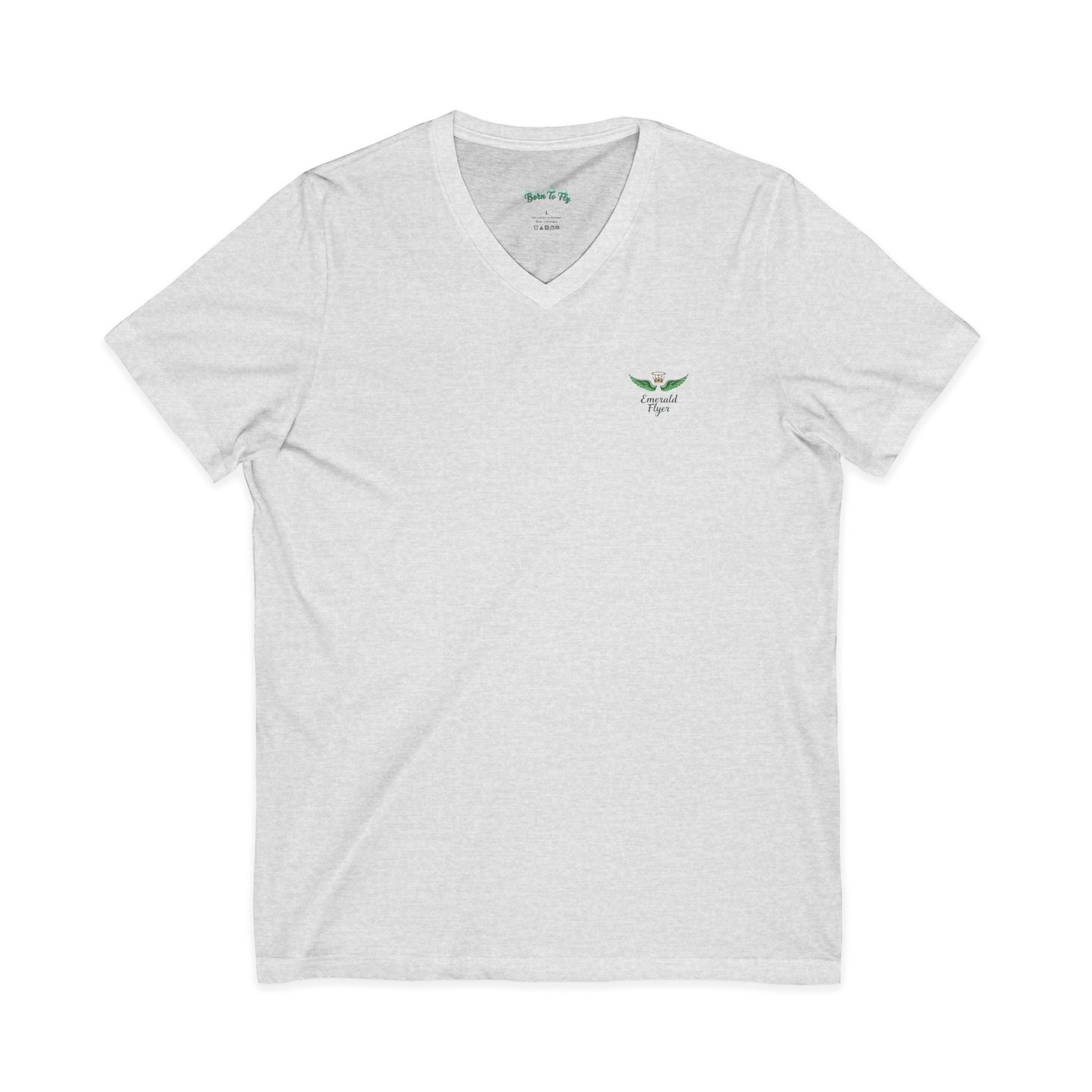 Minimal 'Grow Wild' V-Neck Tee — Small Leaf Chest Graphic, Eco Casual Shirt