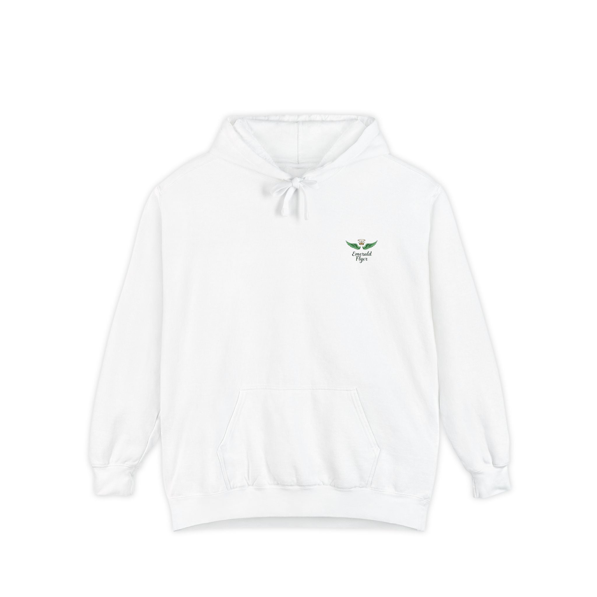 Minimal Plant Logo Hoodie — Small Green Leaf Chest Design