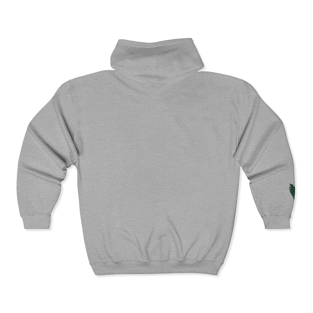 Emerald Flyer feather cuff zip hoodie