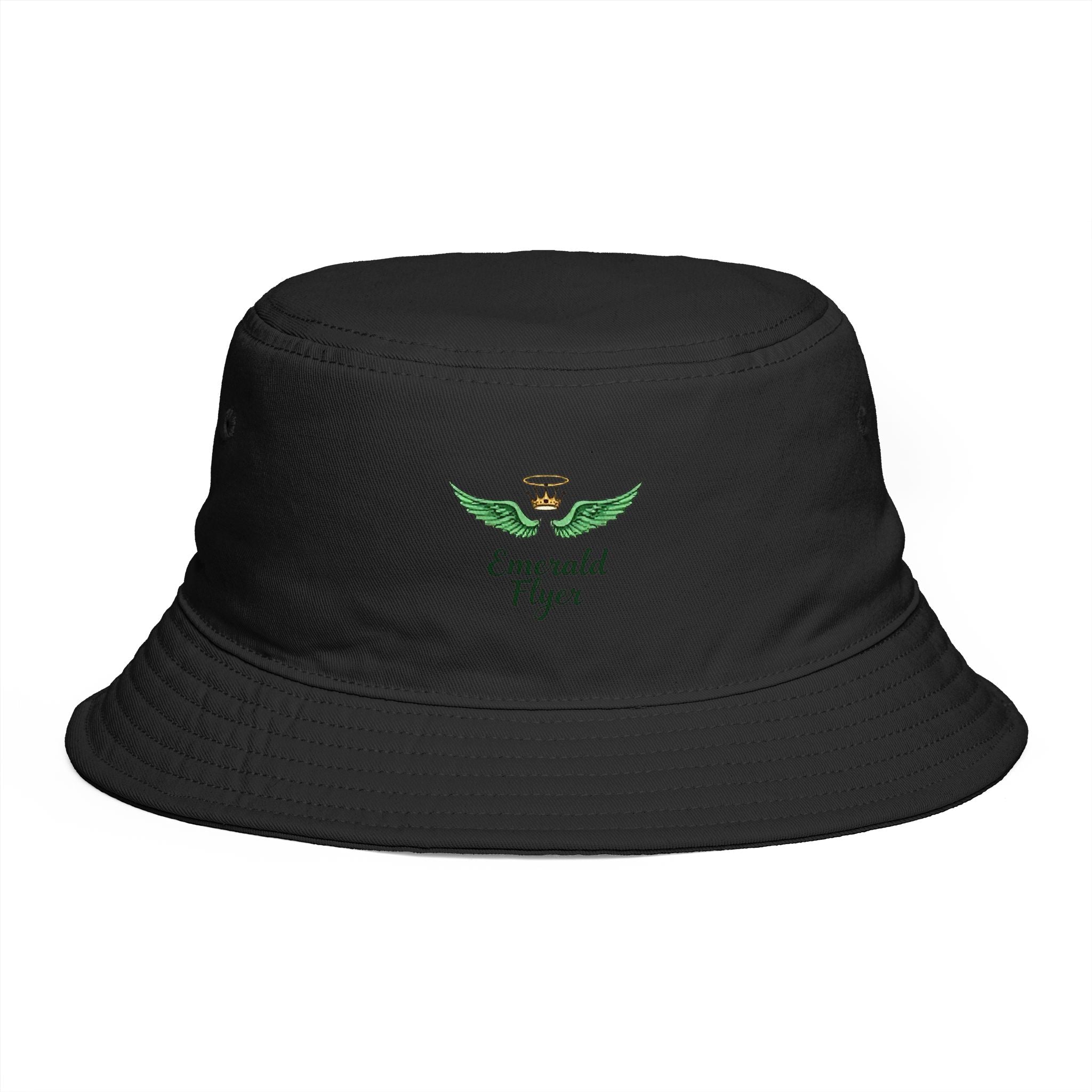 Emerald Tiger Brown Bucket Hat — Embroidered Green Winged Tiger Logo