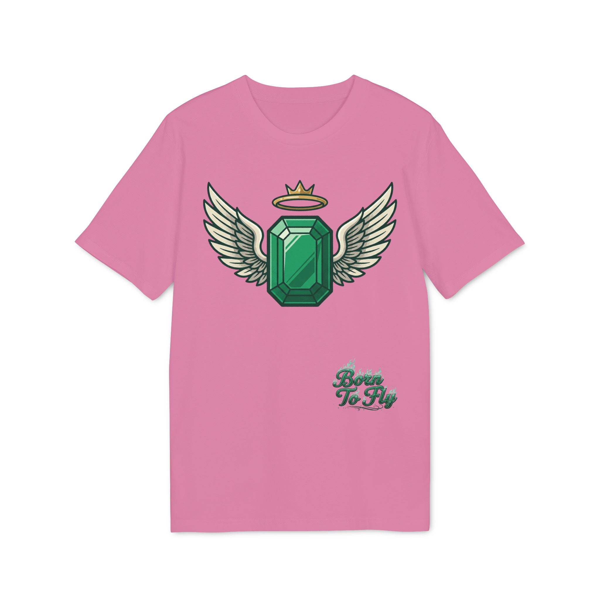 Emerald Flyer T-Shirt — Winged Gem Graphic "Born To Fly"