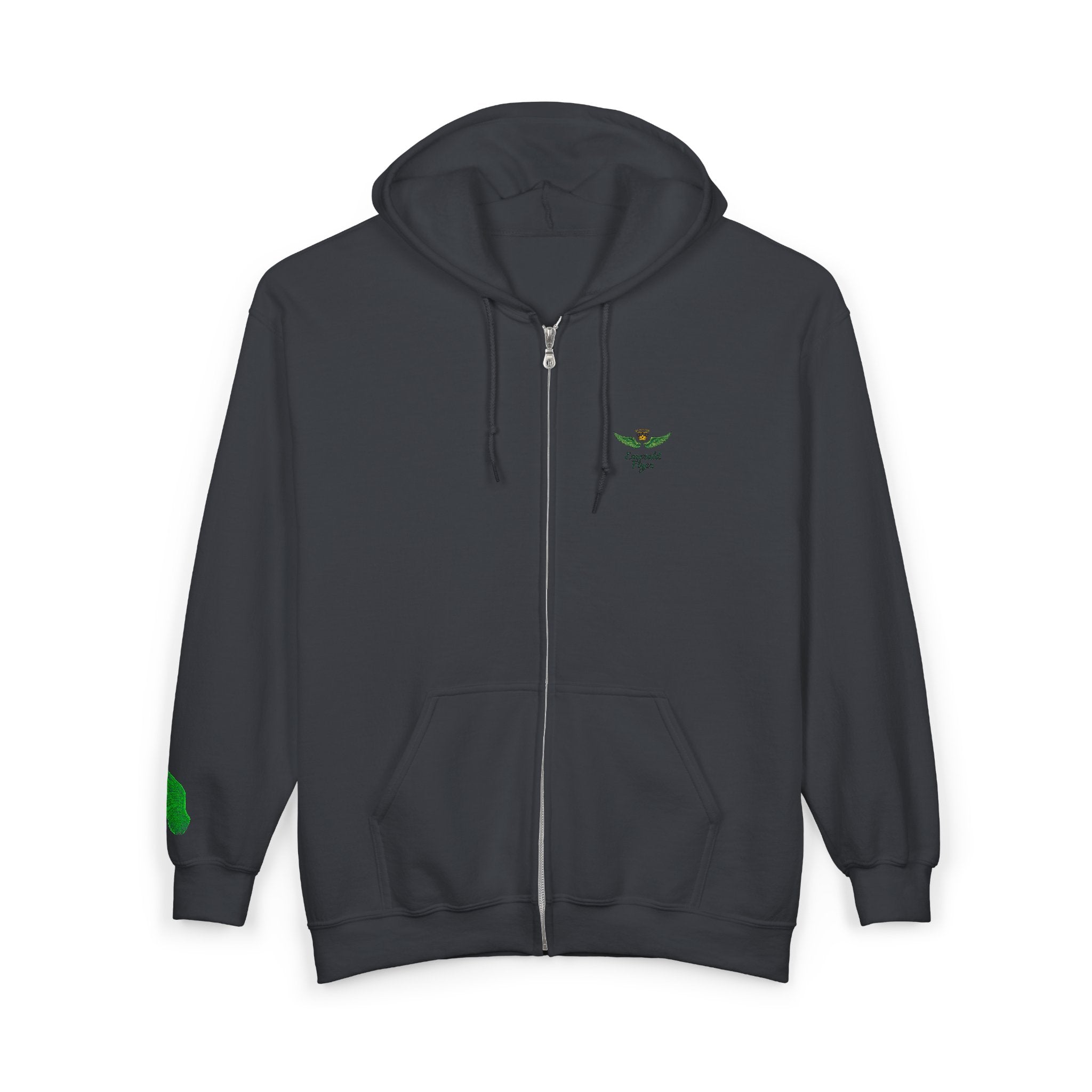 Emerald Flyer feather cuff zip hoodie
